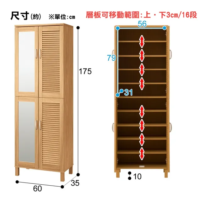 【NITORI 宜得利家居】◆鞋櫃 WING2 1860 LBR(鞋櫃 WING2)