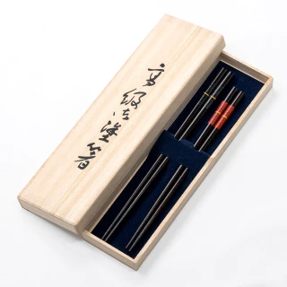 【若狹塗】日本製 金絲 筷子2入禮盒組 夫妻筷(日本 筷子)