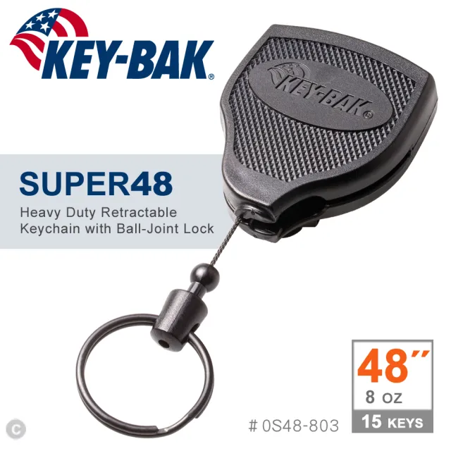 SUPER48 Heavy Duty Retractable Keychain with Ball-Joint Lock