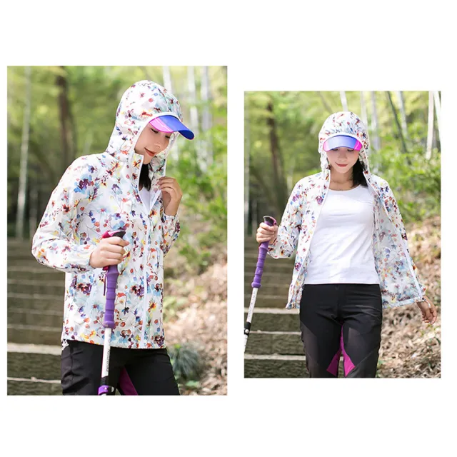 【RH】花色防曬衣女士透氣戶外運動(長袖超薄防風衣感恩月買衣送褲)