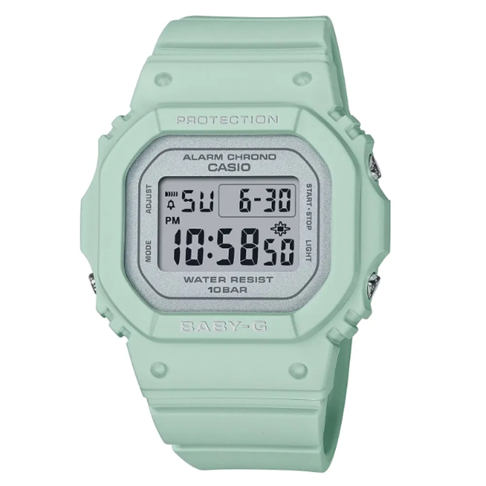 【CASIO 卡西歐】BABY-G 輕巧纖薄 絢麗春日 鼠尾草綠 經典方型 BGD-565SC-3_37.9mm