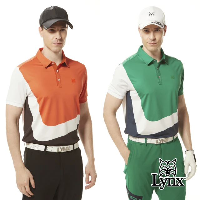 Lynx Golf 首爾高桿風格！男款合身版吸濕排汗上下跳色曲線造型羅紋袖設計短袖POLO衫/高爾夫球衫(二色)