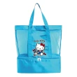 【小禮堂】Hello Kitty 尼龍網眼透氣手提袋 - 藍購物款(平輸品)