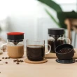 【PO:】手沖咖啡玻璃杯組(不鏽鋼磨芯磨豆機/咖啡杯240ml/拉花杯-黑)(多色可選)