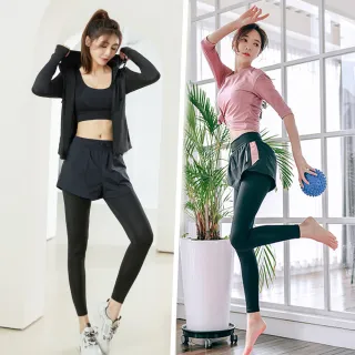 【BODYAIR】出清-韓妞穿搭假兩件九分褲(瑜珈.運動.慢跑.透氣.舞蹈.運動褲)