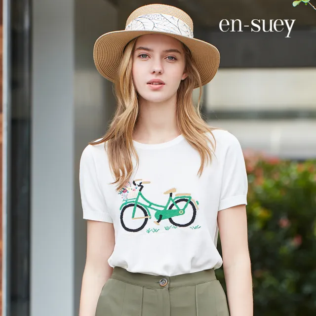 【en-suey 銀穗】休閒風腳踏車針織衫-女