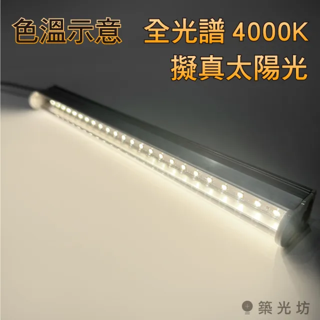 【加特屋】T5 1尺5W 全光譜 植物燈 4000K Ra99 植物生長燈 2入組(附串接線 太陽光 支架燈)