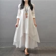【JAR嚴選】簡約寬鬆大碼棉麻連衣裙(大尺碼 棉麻 簡約)