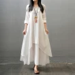 【JAR嚴選】簡約寬鬆大碼棉麻連衣裙(大尺碼 棉麻 簡約)