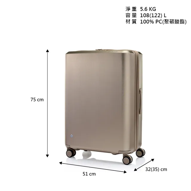 Samsonite 新秀麗】28吋Evoa 拉絲光澤防盜拉鍊抗震輪PC行李箱(多色可選