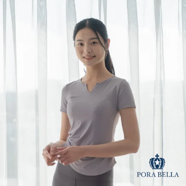 【Porabella】瑜珈短袖上衣  運動上衣 短袖上衣  寬鬆上衣 透膚上衣 運動服 排汗短袖 YOGA clothing