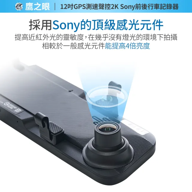 【鷹之眼】買就送霧化機 12吋GPS測速聲控 2K Sony前後鏡頭行車紀錄器-附32G卡(TA-B001 行車記錄器)