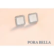 【Porabella】925純銀方型母貝耳環 鑲鑽輕奢氣質珍珠耳環 玫瑰金穿洞式耳環 Pearl Earrings