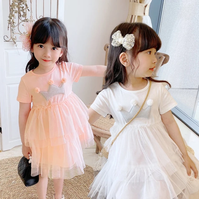 安朵童舖 現貨韓版兒童薄款長袖連身裙兒童假兩件公主裙女童可愛
