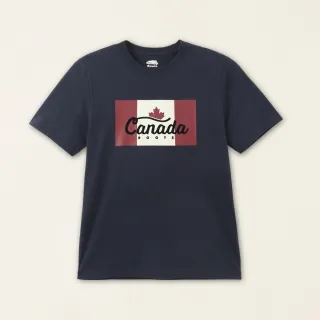 【Roots】Roots男裝-加拿大日系列 加拿大國旗有機棉短袖T恤(軍藍色)