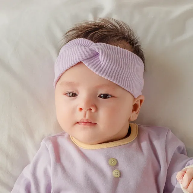 【Happy Prince】韓國製 Bebe純色交叉針織女嬰兒童髮帶(女童髮飾白色粉色綠色紫色米色)