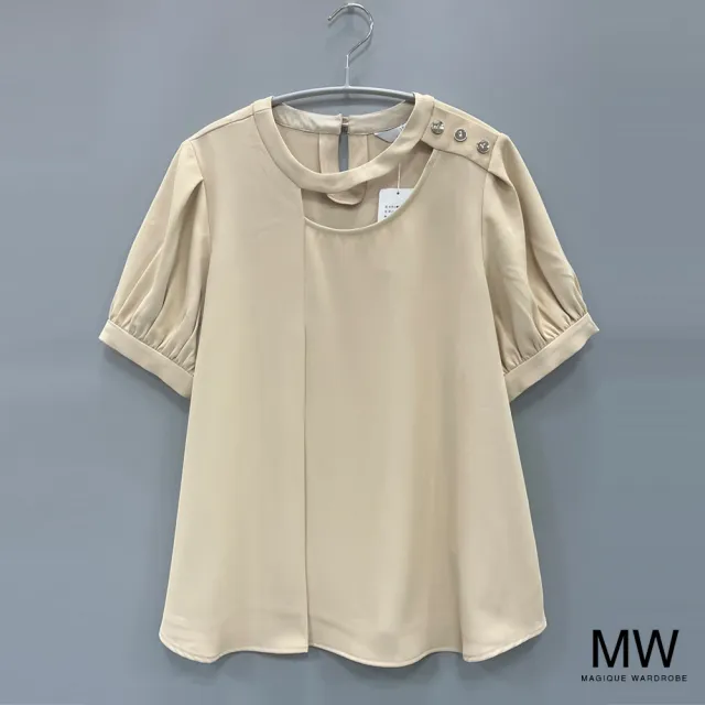 【MAGIQUE WARDROBE】鏤空釦飾拋袖上衣(2色)