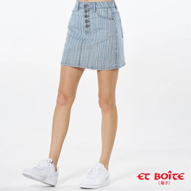 【BLUE WAY】女裝 排釦條紋A字裙 短裙-ET BOiTE箱子