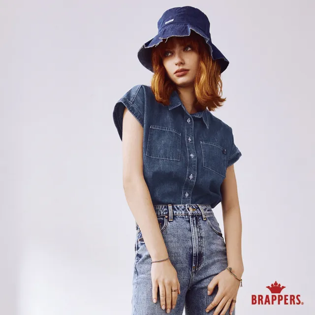 【BRAPPERS】女款 彈性短袖襯衫(深藍)
