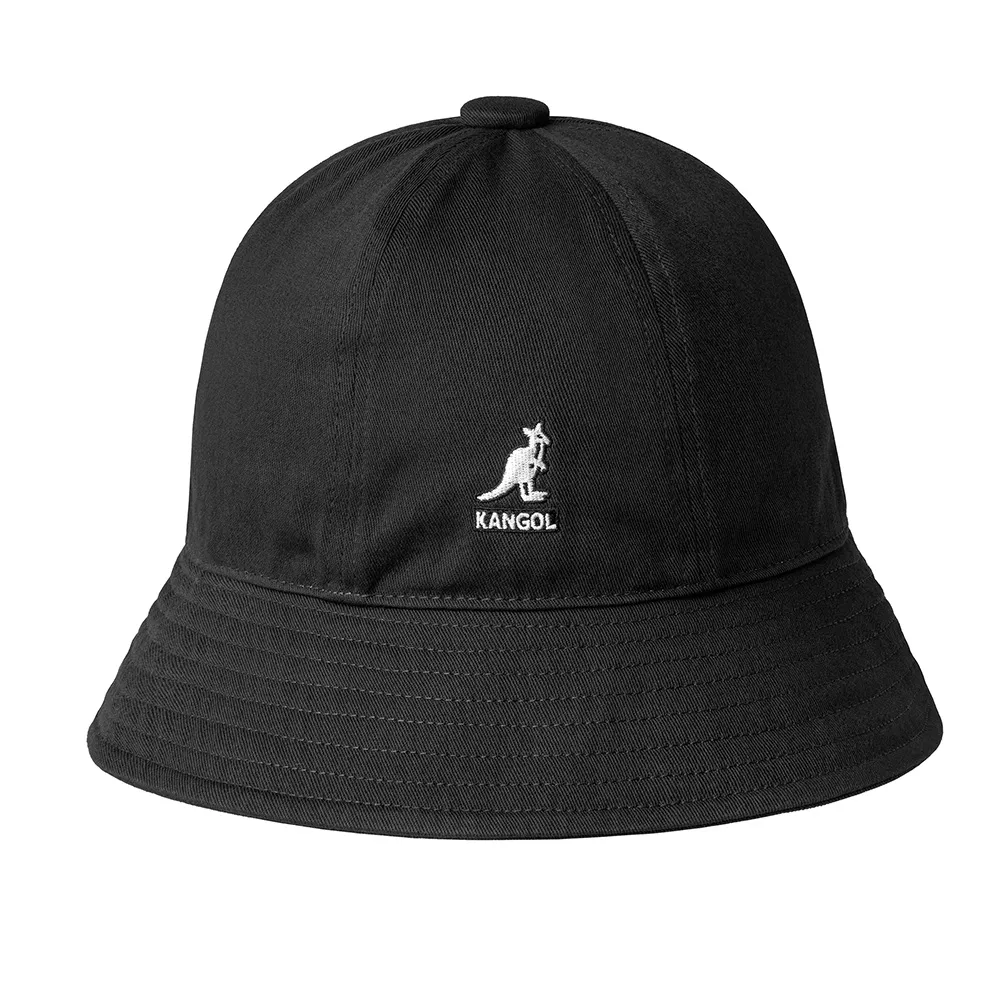 【KANGOL】WASHED 棉質鐘型帽(黑色)