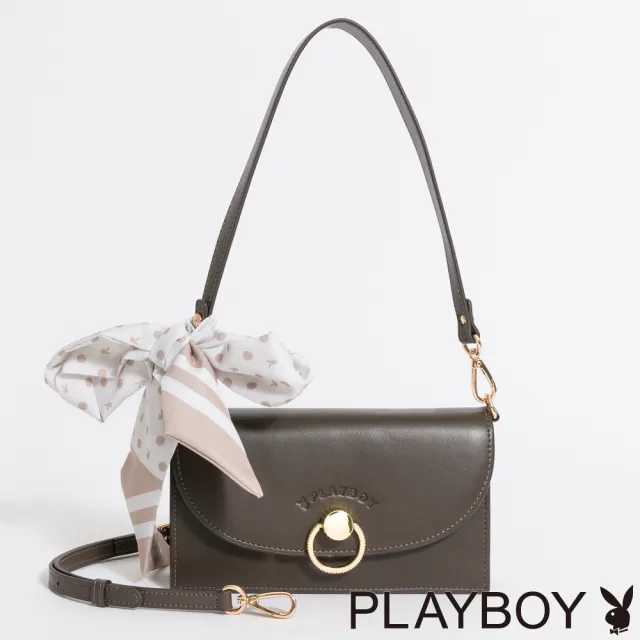 【PLAYBOY】翻蓋斜背包 Breeze 1系列(咖色)
