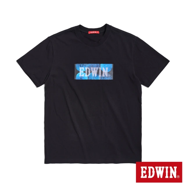 EDWIN 男裝 人氣復刻款 地蓋紋LOGO短袖T恤(黑色)