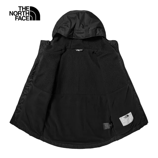 【The North Face 官方旗艦】北面兒童黑色防水透氣保暖連帽衝鋒衣｜82TAJK3