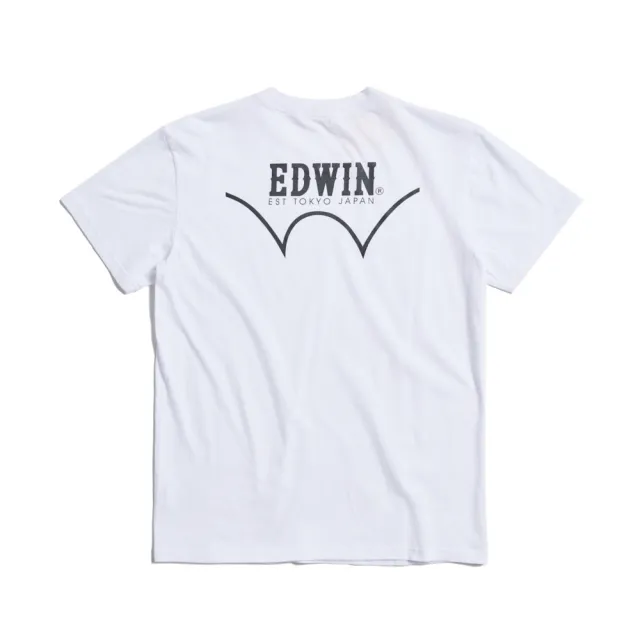 【EDWIN】男裝 人氣復刻款 前後反差短袖T恤(白色)