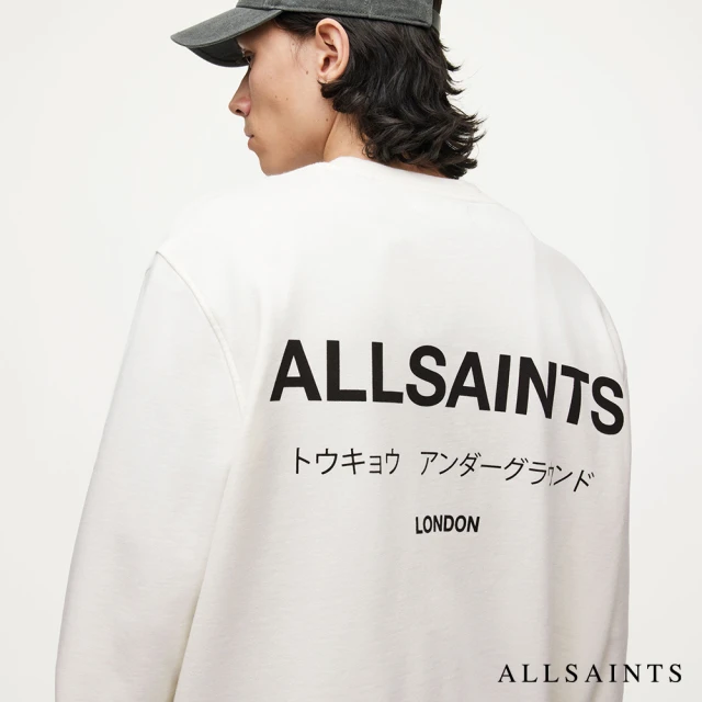【ALLSAINTS】UNDERGROUND 純棉LOGO長袖衛衣-白(寬鬆版型)