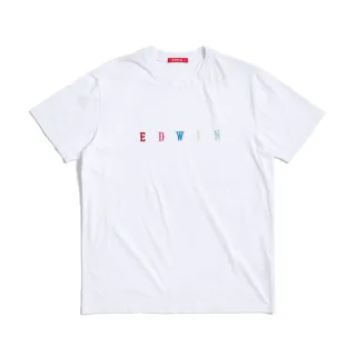 【EDWIN】男裝 人氣復刻款 繽紛繡花LOGO短袖T恤(白色)
