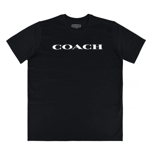 COACH COACH ESSENTIAL 白字LOGO純棉短袖T恤(男款/黑x藍)