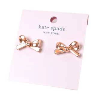 【KATE SPADE】蝴蝶結針式耳環-玫瑰金