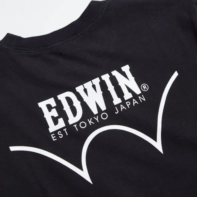 【EDWIN】男裝 人氣復刻款 前後反差短袖T恤(黑色)
