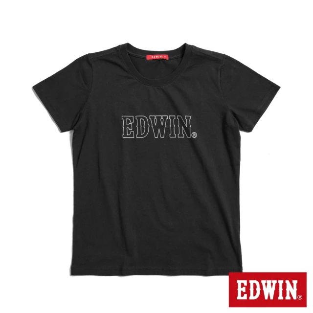 EDWIN 女裝 人氣復刻款 3M反光LOGO短袖T恤(黑色)