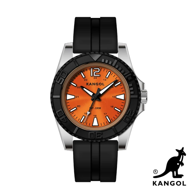 【KANGOL】英國袋鼠│街頭簡約風格計時錶(橘 KG74244-02S)