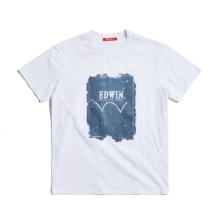 【EDWIN】男裝 人氣復刻款 牛仔印花LOGO短袖T恤(白色)