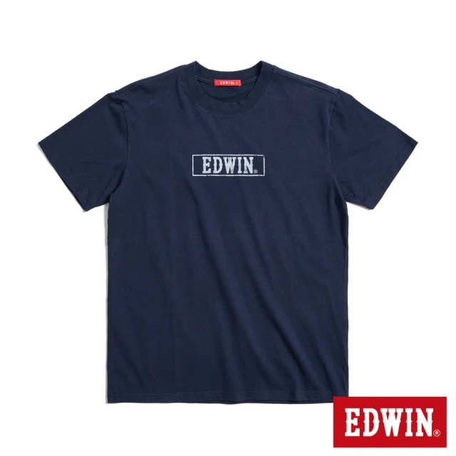 EDWIN 男裝 人氣復刻款 反面印花LOGO短袖T恤(丈青色)