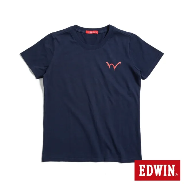 【EDWIN】女裝 人氣復刻款 BASIC LOGO短袖T恤(丈青色)