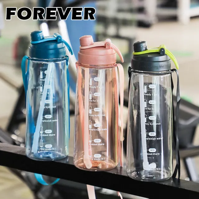 【日本FOREVER】大容量運動吸管水壺-附背帶2200ml(買一送一)