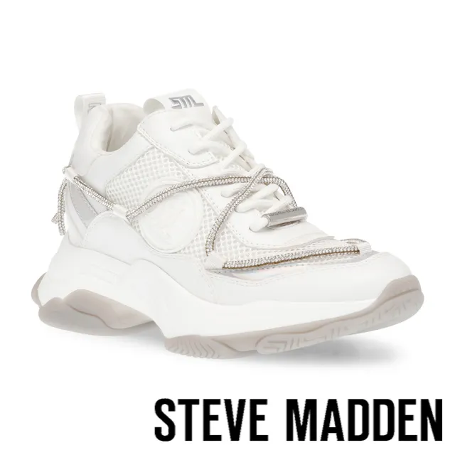 【steve madden】MOTOCROSS 網布拼接厚底老爹鞋(白色)