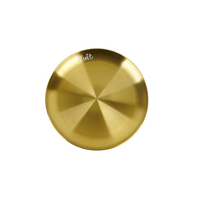 【NUIT 努特】304不鏽鋼金色圓盤26cm 金色餐具 不鏽鋼盤 不鏽鋼碗 露營 金盤 戶外 居家(NTD66GD)