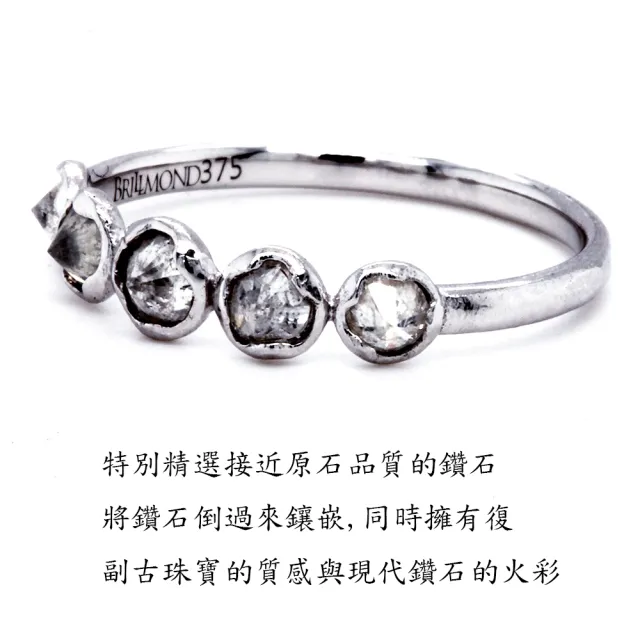 【BRILLMOND JEWELRY】天然鑽石線戒 50分 白K金 倒鑲手工鑽戒(9K白金台 天然鑽石總重50分)