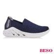 【A.S.O 阿瘦集團】BESO輕量飛織布燙鑽噴漆大底休閒鞋(藍色)