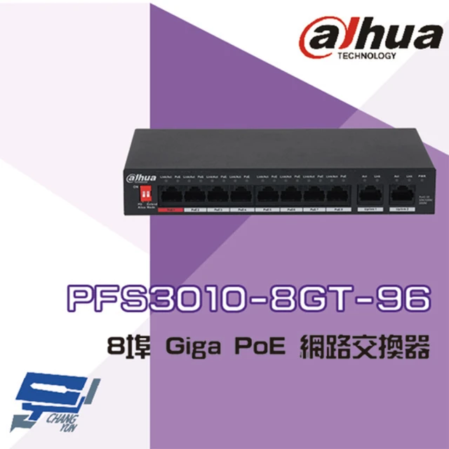 Dahua 大華 PFS3010-8GT-96 8埠 Giga PoE 網路交換器 昌運監視器