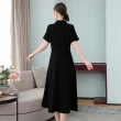 【REKO】玩美衣櫃古典素雅V領繡花短袖中式小禮服洋裝M-3XL(共二色)