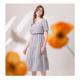 【IRIS 艾莉詩】設計感條紋拼接洋裝(32633)
