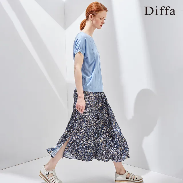 【Diffa】復古小碎花側開衩長裙-女