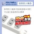 【POLYWELL】2P電源插座延長線 1切3座 15尺