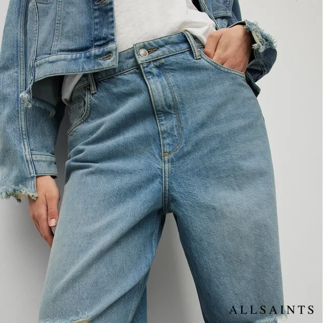 【ALLSAINTS】ELLI 頹廢破壞高腰寬版牛仔褲 WE003Y(寬褲版型)