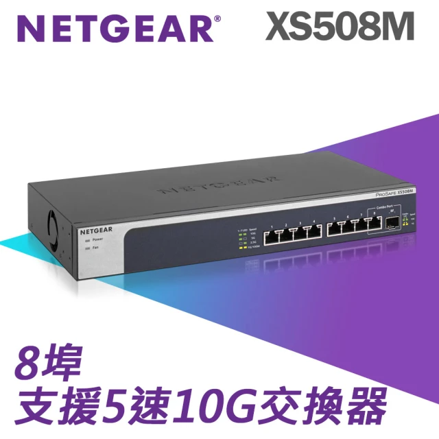 【NETGEAR】8埠 Gigabit 10G 無網管 金屬殼 網路交換器(XS508M)